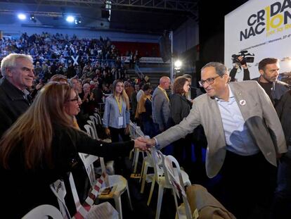 Quim Torra, president de la Generalitat arriba a l'acte de l'organització independentista Crida.