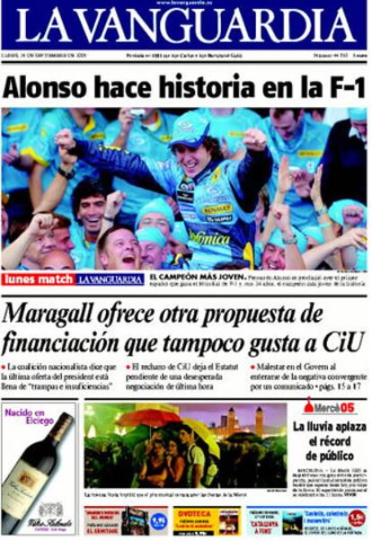 <i>La Vanguardia</i> considera que Alonso y su equipo de Renault "han demostrado ser el piloto más lúcido y el mejor grupo de técnicos en una temporada en la que el asturiano ha logrado 13 podios y en la que apenas ha cometido errores". Señala que esto explica "por qué ha alcanzado el triunfo dos carreras antes de terminar la temporada".