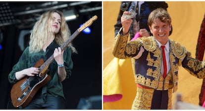 A la izquierda, Christina Rosenvinge actuando durante el Primavera Sound 2015. A la derecha, Manuel Díaz 'El Cordobés' después de una corrida.