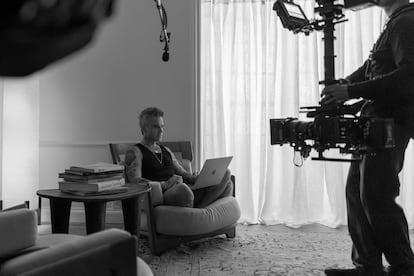 Robbie Williams durante la grabación de su serie documental para Netflix.