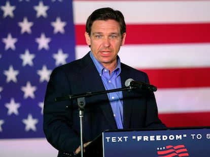 Republican presidential candidate, Florida Gov. Ron DeSantis, speaks during a campaign event, June 2, 2023, in Lexington, South Carolina.