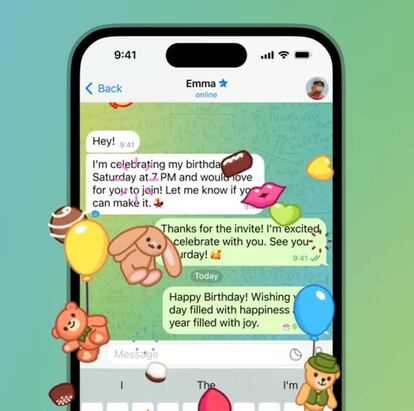 Telegram efectos animados para mensajes