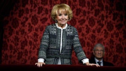 La expresidenta de la Comunidad de Madrid Esperanza Aguirre en la tribuna del Senado a principios de diciembre en el acto de constitución de la Cámara en la XIV Legislatura.