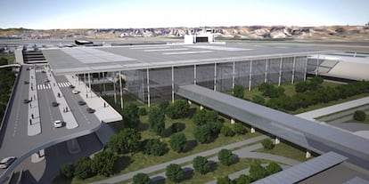 Recreación de la nueva terminal unificada del aeropuerto de Barajas.