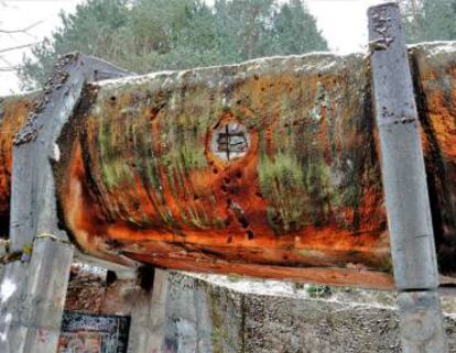 Un detall de l'estat actual del tub per al ‘bobsleigh'.