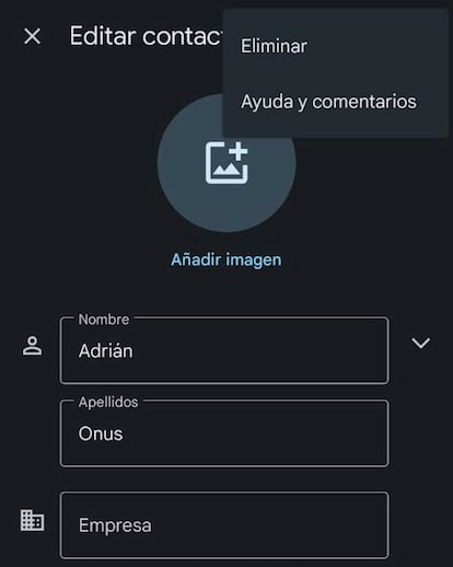 Eliminar contacto Gmail