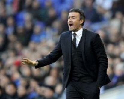 Luis Enrique, durante un partido del FC Barcelona