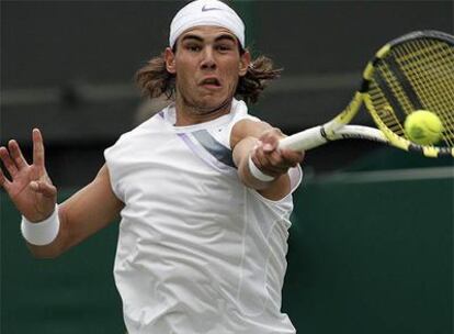 Rafael Nadal, durante su partido contra el estadounidense Mardy Fish.