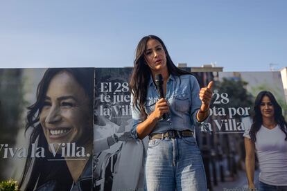 Begoña Villacís, este jueves en el barrio de Salamanca. 