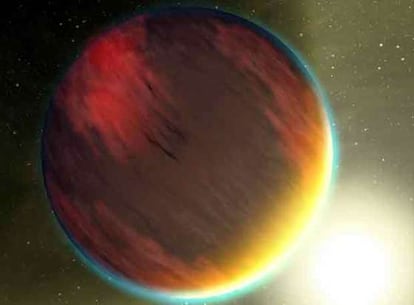 Visión artística del planeta HD 209458b, conocido como Osiris, orbitando muy cerca de su estrella.