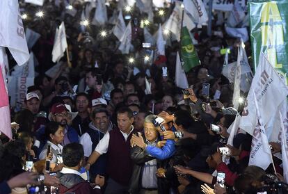 López Obrador en el mitin en el que se han producido los disturbios.