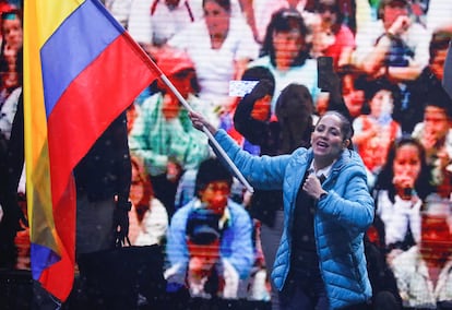  Luisa González, durante una acto de campaña. 