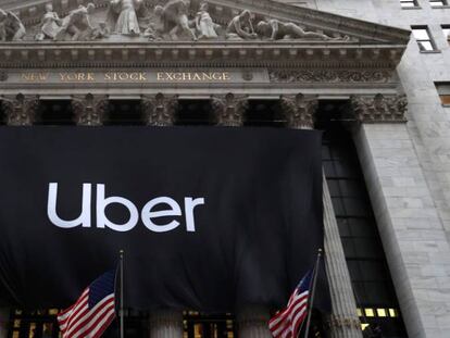 Anuncio de la OPV de Uber en la Bolsa de Nueva York.