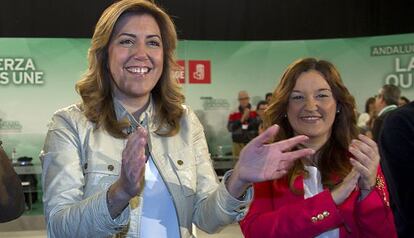 Susana D&iacute;az y la secretaria general del PSOE de Sevilla, Ver&oacute;nica P&eacute;rez. 