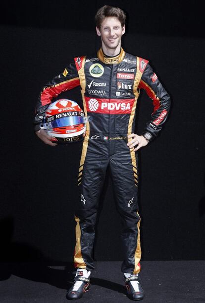 Romain Grosjean de Francia, piloto del equipo Lotus.