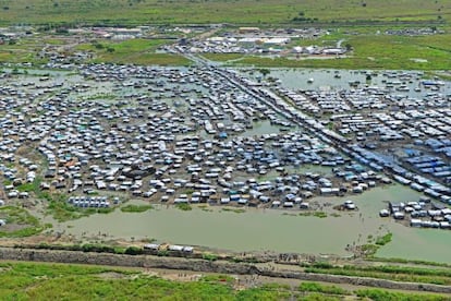 Campo de refugiados de la ONU en Bentiu (Sudán del Sur) inundado.