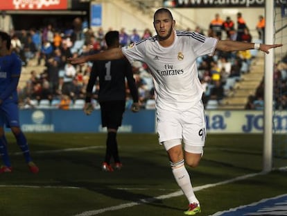 Benzema celebra su gol al Getafe. 