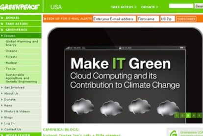 La ONG denuncia que los centros de datos para almacenar servicios de 'cloud computing' triplicarán las emisiones a la atmósfera en 2020.
