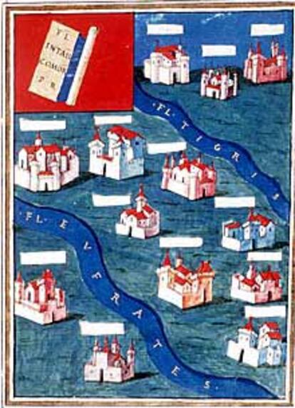 Mapa del códice <i>Descriptio Orvis terrarum</i>, del siglo XV. (Biblioteca Nacional).