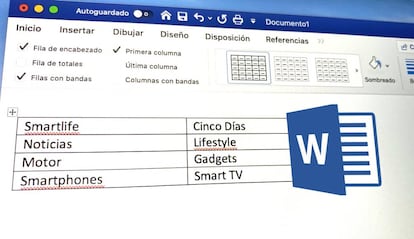 convertir texto en tablas con Word.