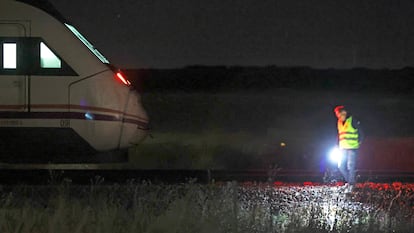 Agentes de la Guardia Civil en el lugar del atropello, este lunes en Moriscos (Salamanca).