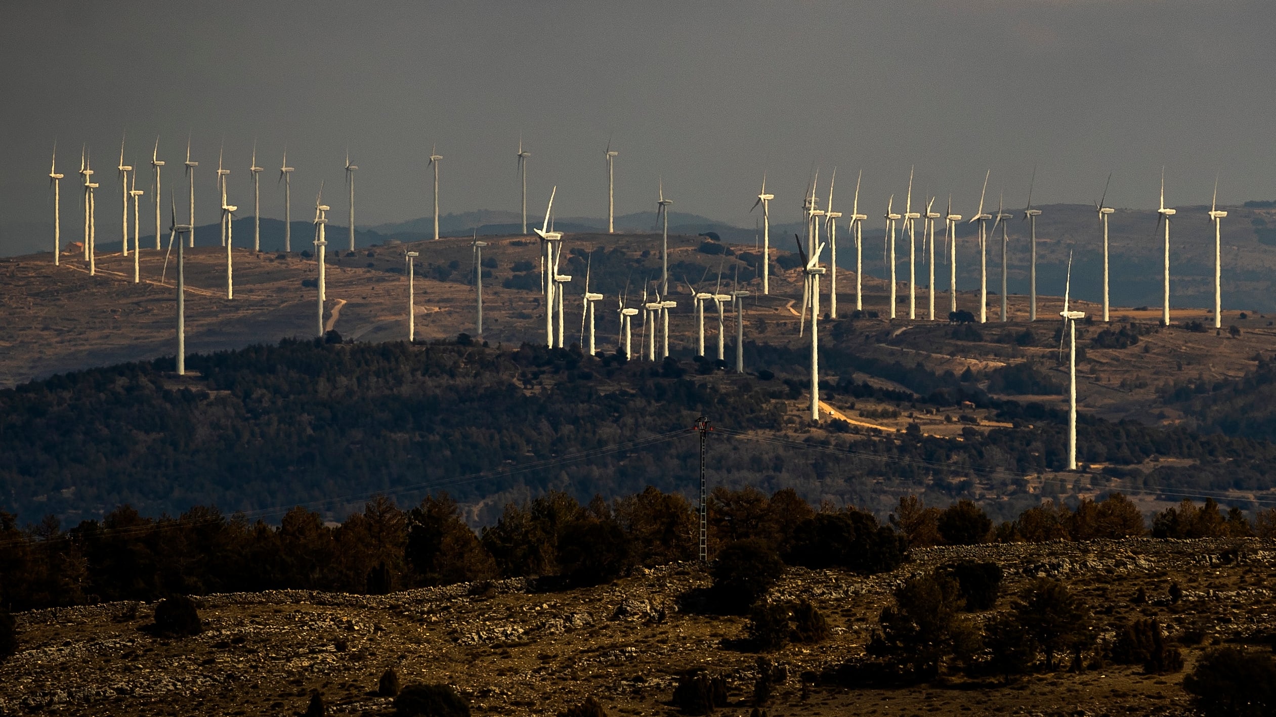 Aerogeneradores en la zona del Maestrazgo, en Teruel. 