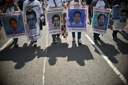 Una protesta en Ciudad de México contra la impunidad en el Caso Ayotzinapa.