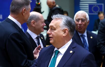El primer ministro húngaro, Viktor Orbán, durante el Consejo extraordinario de este jueves en Bruselas.