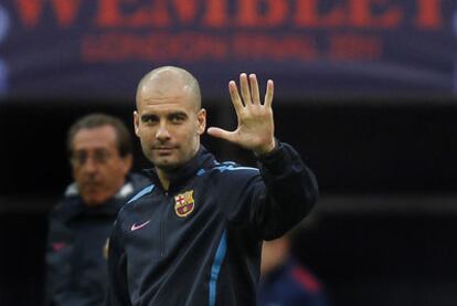 Pep Guardiola, momentos antes de la final de la Liga de Campeones.