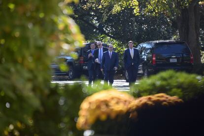 El equipo de Trump a su llegada a la Casa Blanca. 