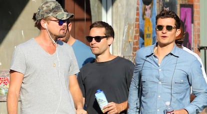 De izquierda a derecha: los actores Leonardo DiCaprio, Tobey Maguire y Orlando Bloom 
