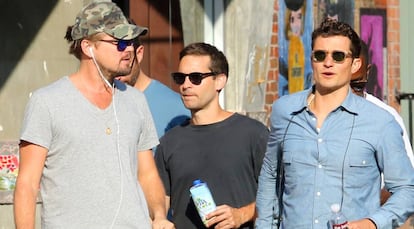 De izquierda a derecha: los actores Leonardo DiCaprio, Tobey Maguire y Orlando Bloom