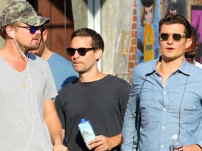 De izquierda a derecha: los actores Leonardo DiCaprio, Tobey Maguire y Orlando Bloom 