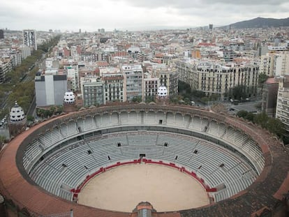 Vista a&eacute;rea de la Plaza de toros Monumental de Barcelona.