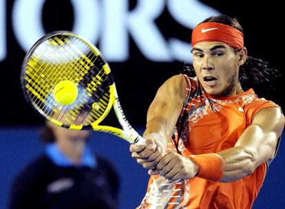 Nadal, en su partido con Mathieu.