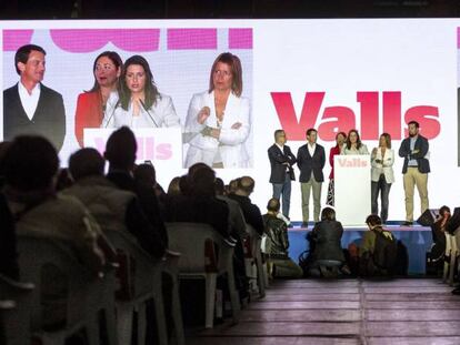 Acto de la campaña electoral de 2019 de Barcelona pel Canvi y Ciudadanos, con Manuel Valls e Inés Arrimadas.