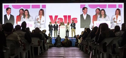 Acto de la campaña electoral de 2019 de Barcelona pel Canvi y Ciudadanos, con Manuel Valls e Inés Arrimadas.