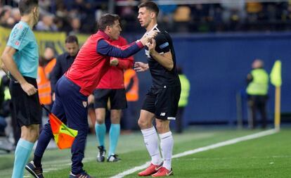 Berizzo, con Lenglet, en Villarreal. 