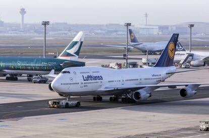 Un avión del modelo B747 operado por Lufthansa