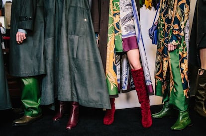 El 'backstage' durante el desfile de otoño-invierno de Salvatore Ferragamo, el pasado mes de febrero en Milán.