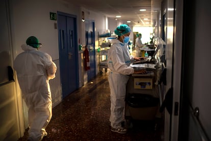 A ward for coronavirus patients in a hospital in Barcelona.