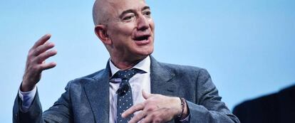 Jeff Bezos, en un acto de su compañía espacial Blue Origin.