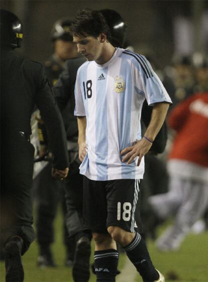 Messi, a la conclusión del partido de Argentina contra Perú.