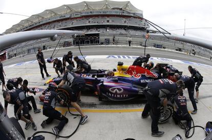 Sebastian Vettel en una parada en el circuito de Austin.