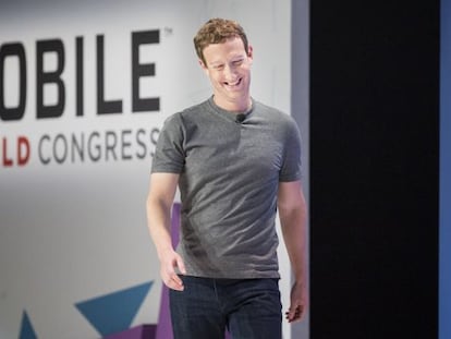 O fundador do Facebook, Mark Zuckerberg, no MWC.