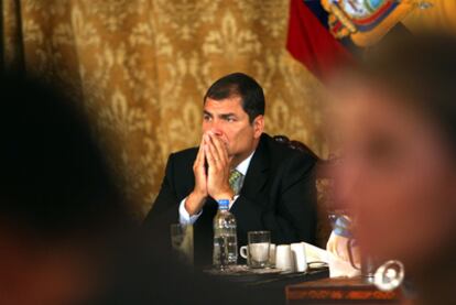 El presidente de Ecuador, Rafael Correa, durante una comparecencia en 2010