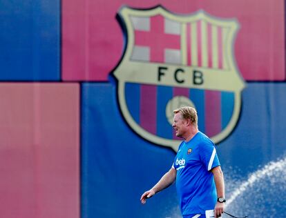 Ronald Koeman, este lunes en la Ciudad Deportiva del Barcelona.