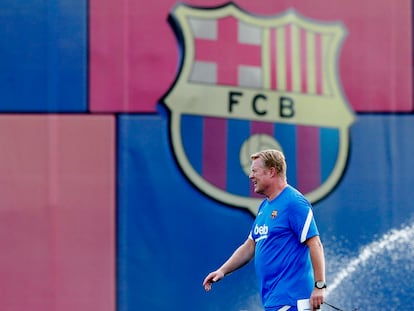 Ronald Koeman, este lunes en la Ciudad Deportiva del Barcelona.