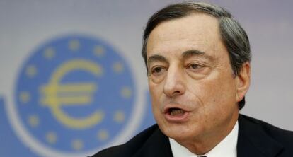 El presidente del BCE, Mario Draghi, este jueves en Fráncfort.