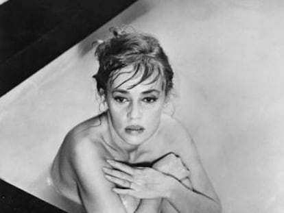 Jeanne Moreau, en el rodaje de &#039;Eva&#039;, en 1961.  